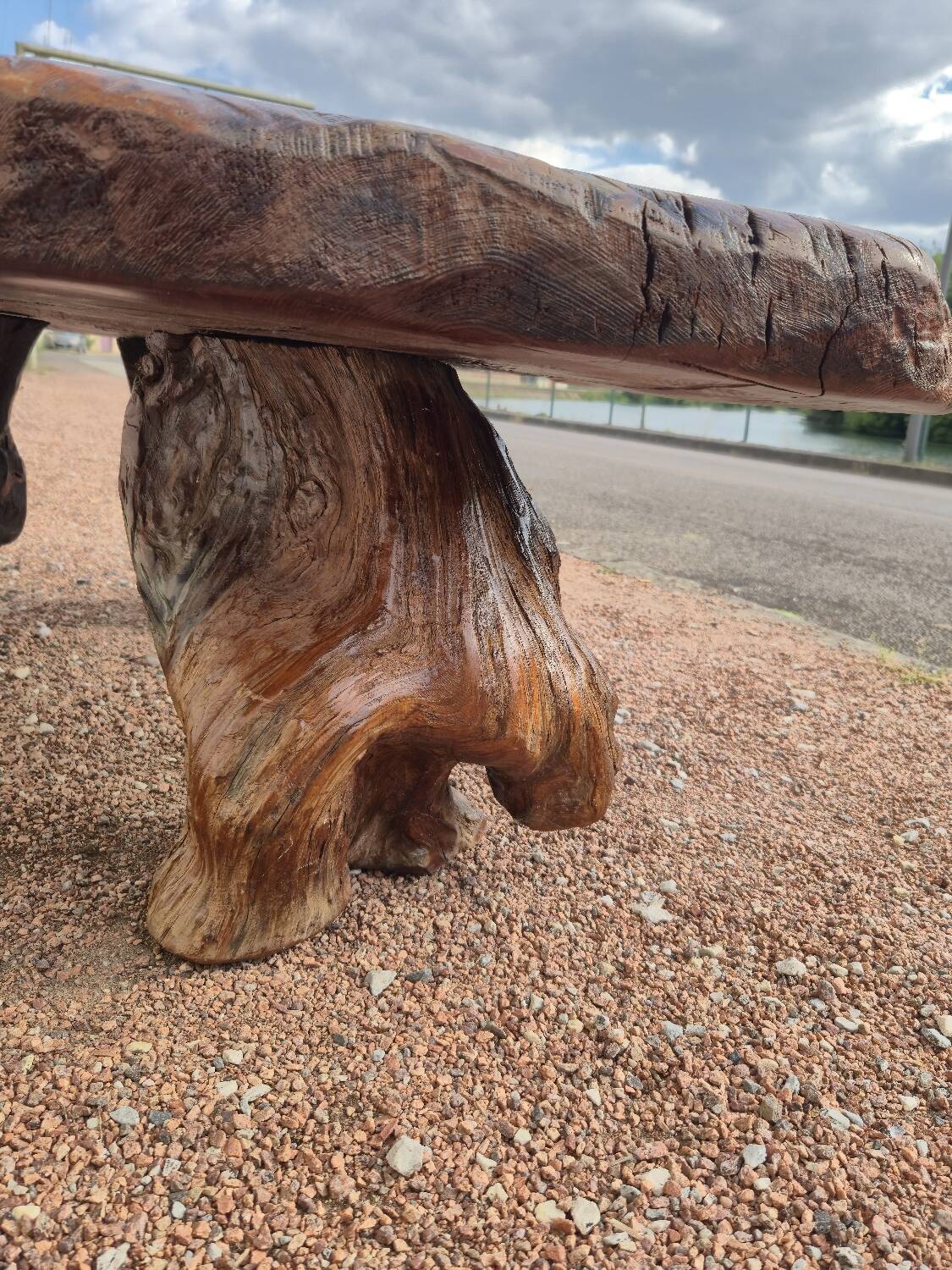 Brutalist coffee table made from solid elm tree trunk, 1950s