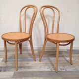 Pair of curved wooden bistro chairs