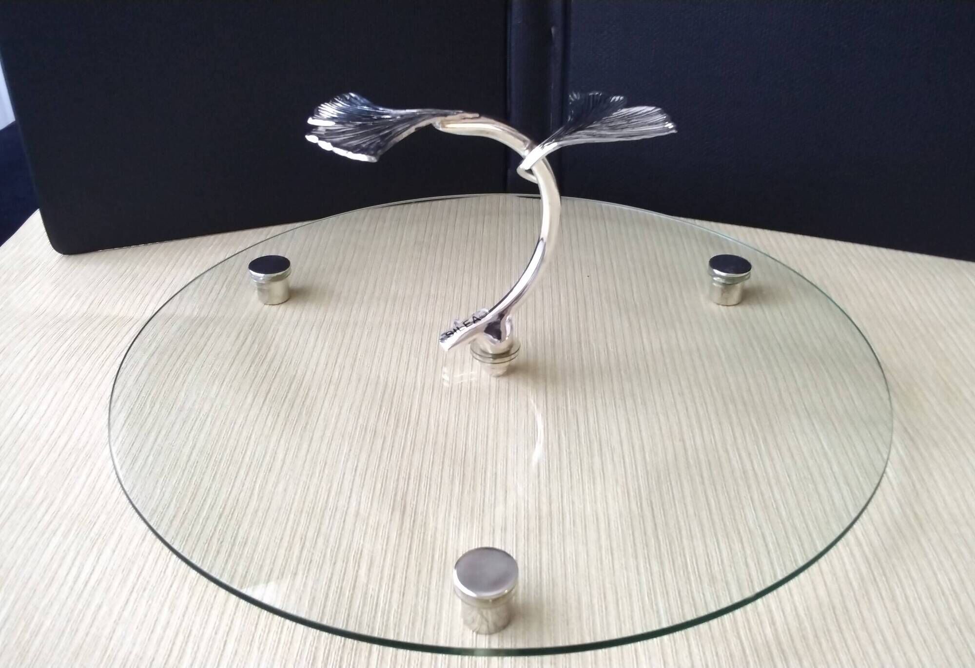 Cheese platter in glass and silver-plated metal Siléa