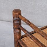 Mid-century rush oak french armchair