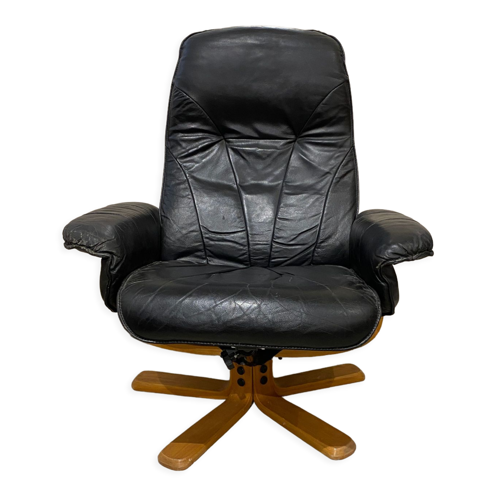 Scandinavian black leather relax armchair