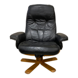 Scandinavian black leather relax armchair