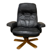 Fauteuil relax scandinave cuir noir