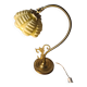 Bronze and brass lamp, opaline shade, 1950.