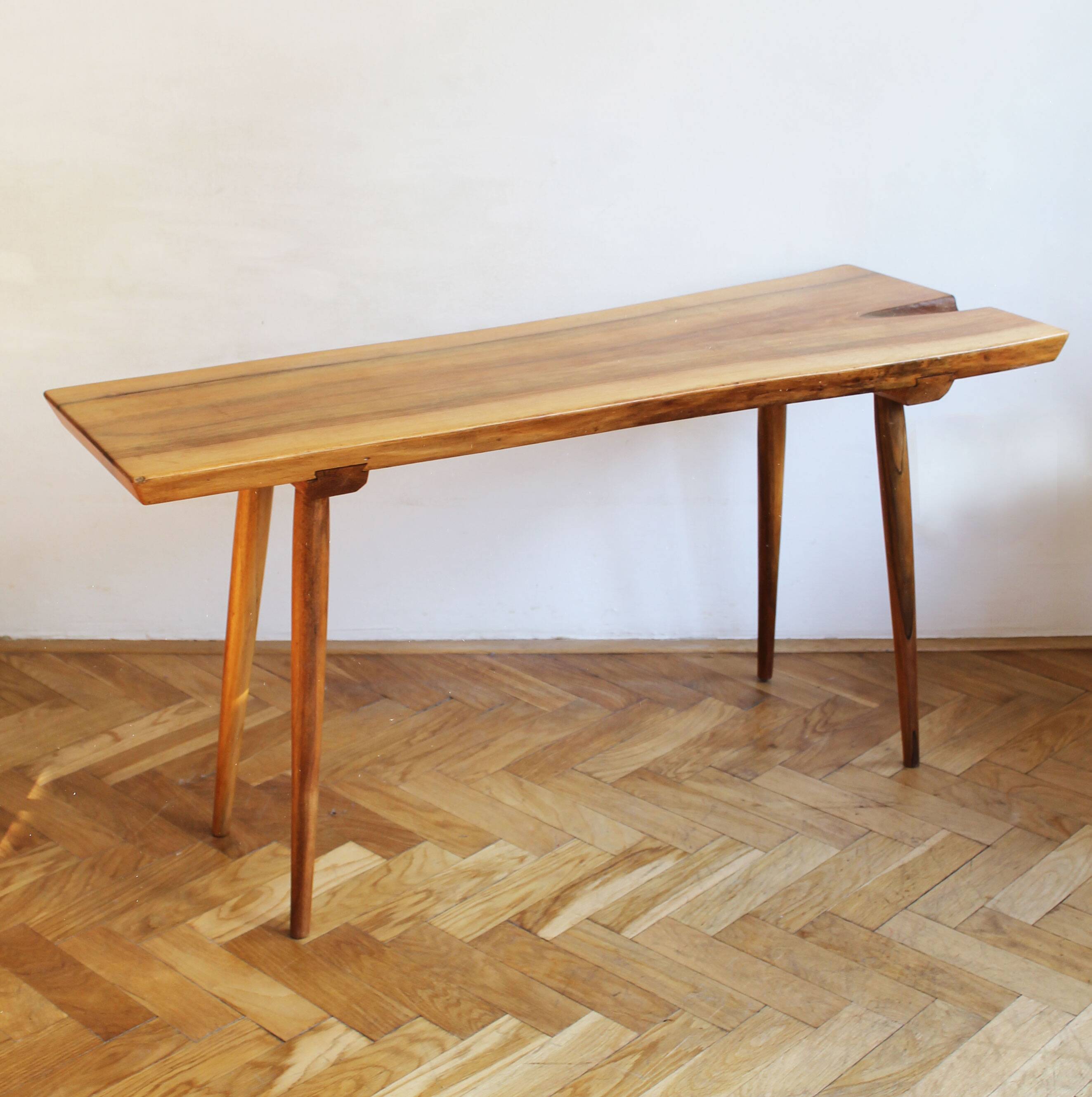 1960s Organic Solid Oak Side Table
