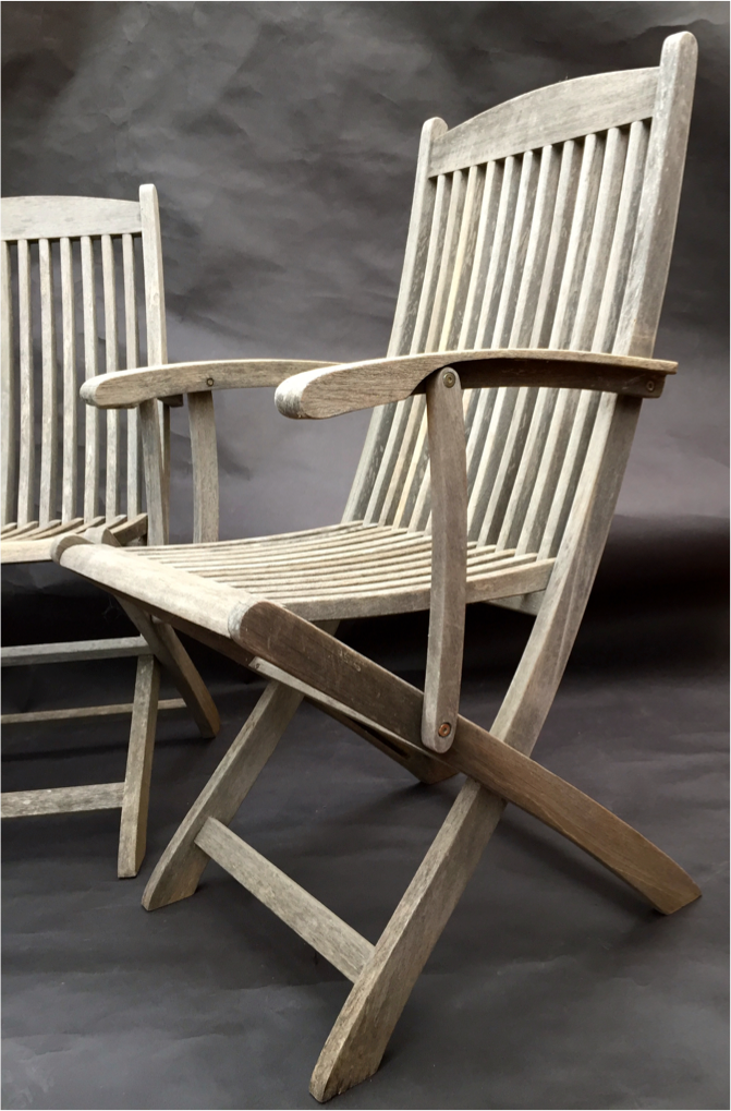 3 vintage folding garden chairs made of River Han teak