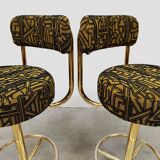Vintage Swedish design Cobra barstools Borje Johanson ‘Art Deco print’
