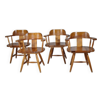 Fauteuils design scandinave en pin par Asko années 1970