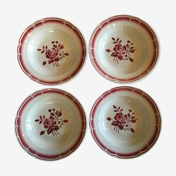 4 assiettes anciennes decor fleurs