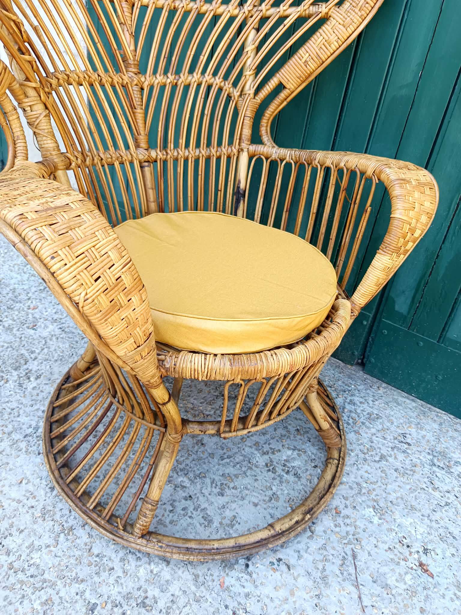 Fauteuil Emmanuelle en rotin par Gio Ponti, Italie 1960