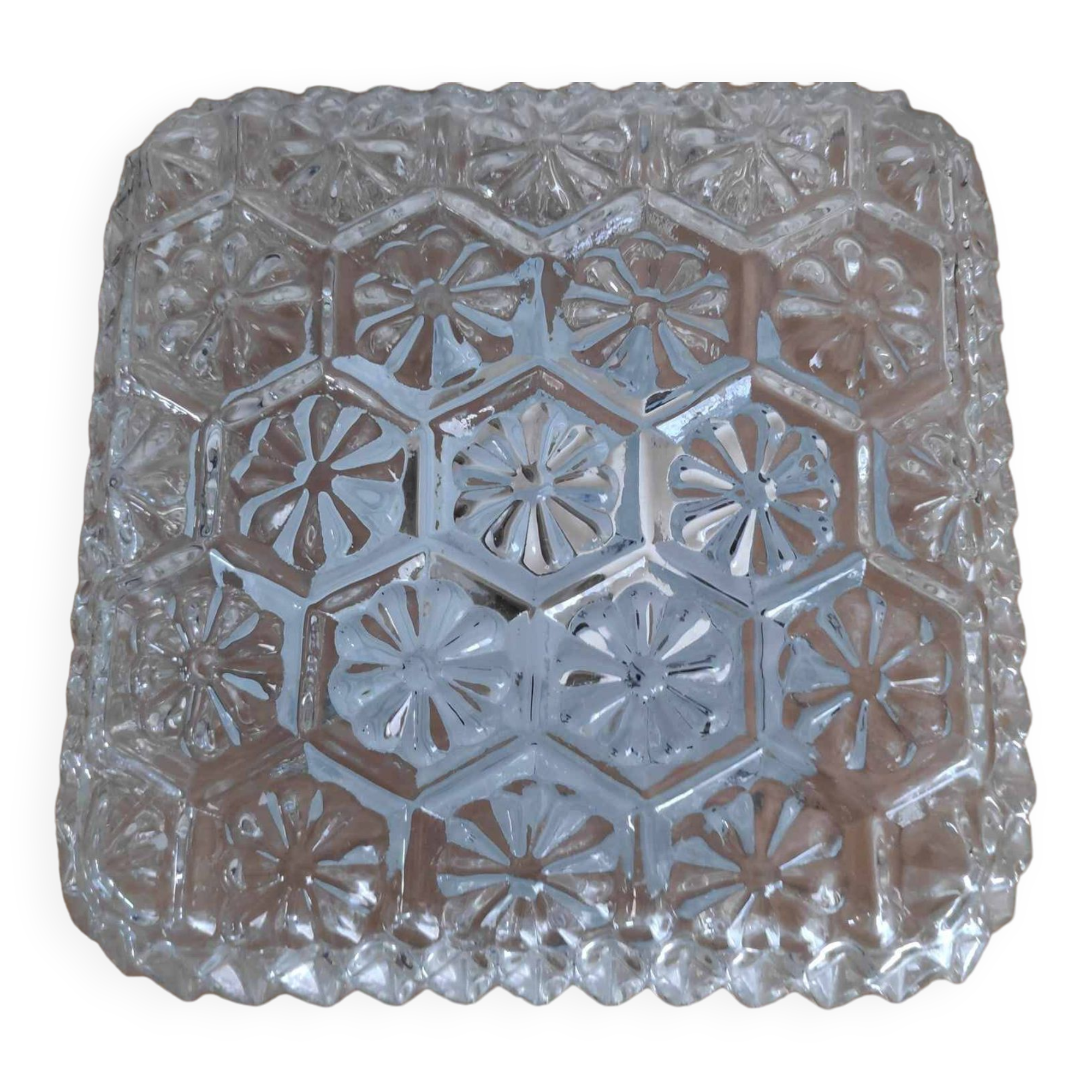 Vintage square worked glass ceiling light