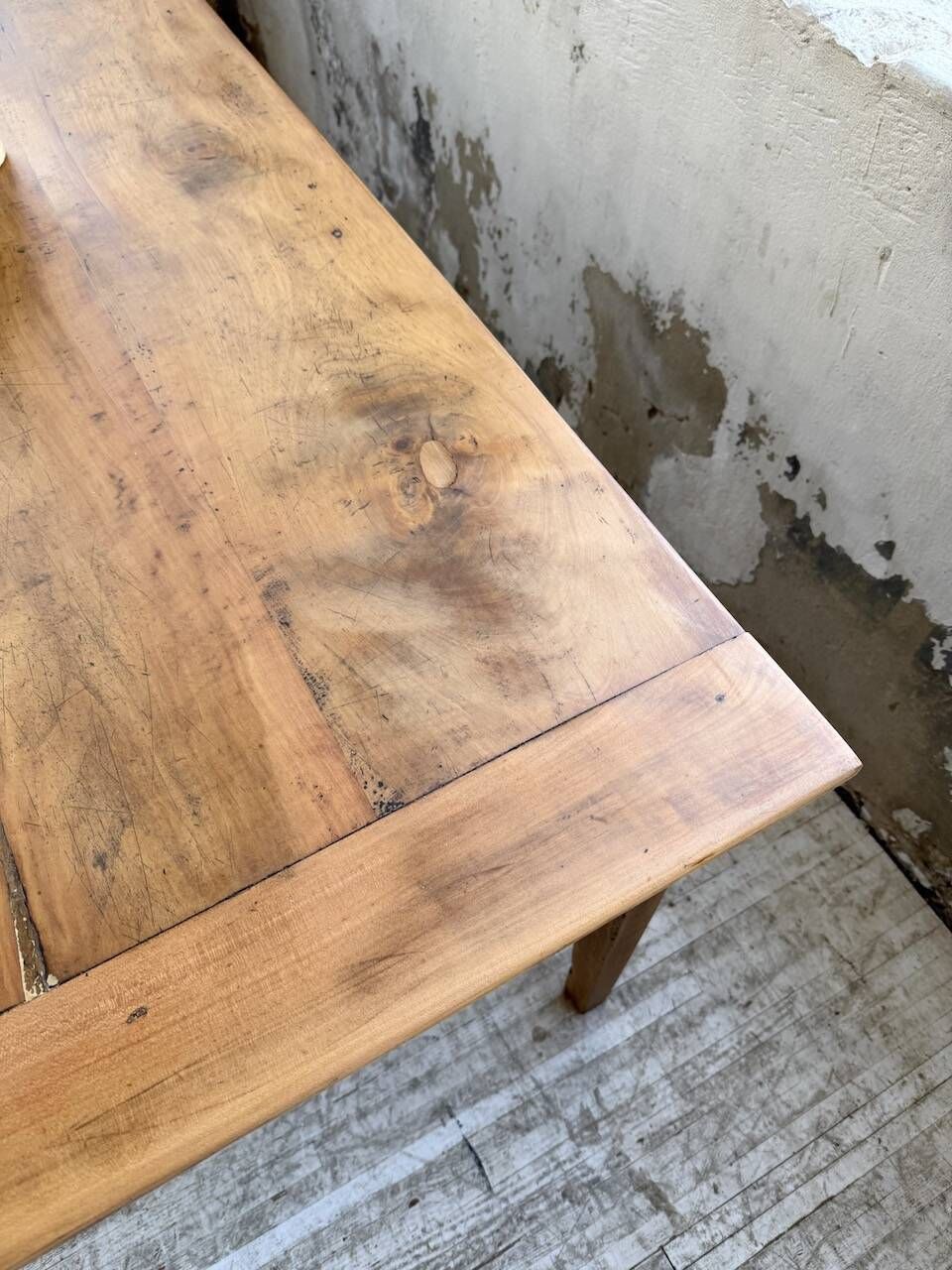 Cherry farmhouse table with spindle legs, 1950s