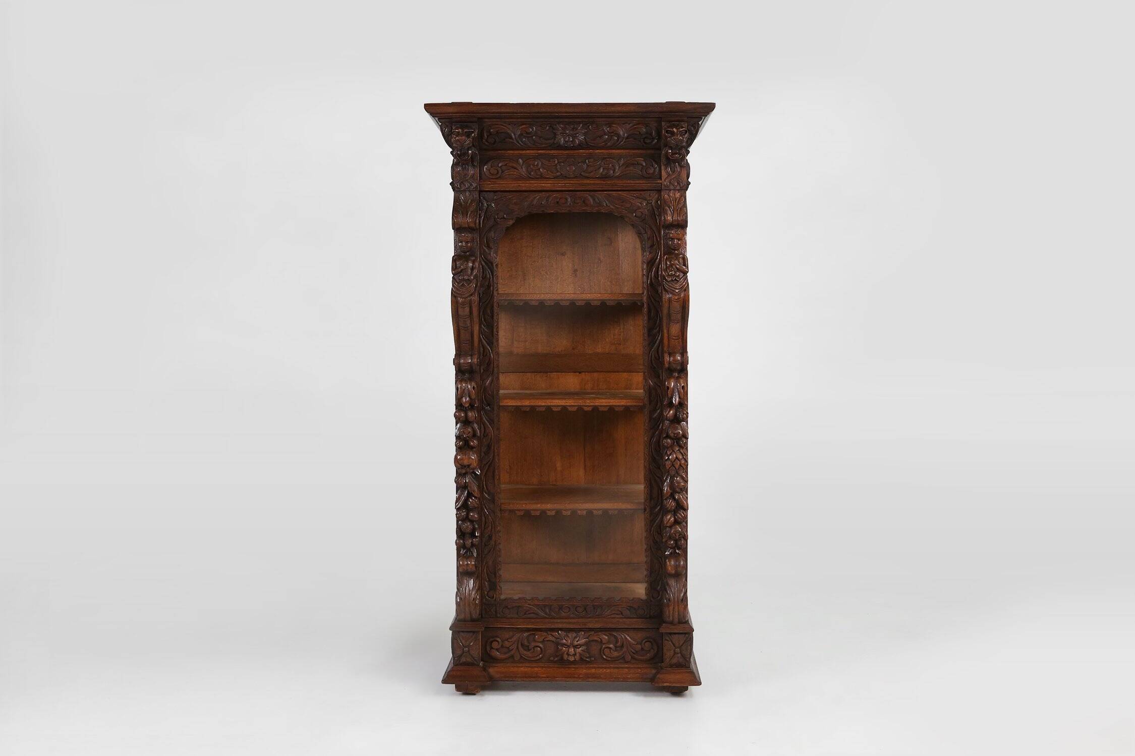 Baroque Style Display Case in Oak, Belgium, 1950s
