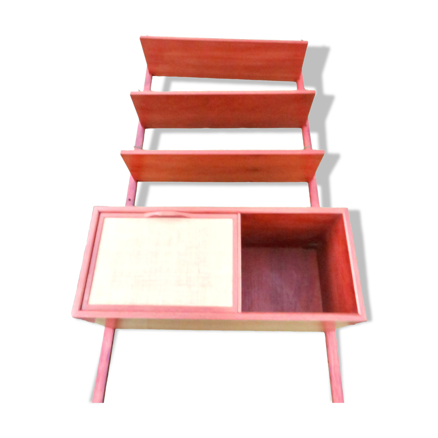 Wall shelving system and teak writing box. of Poul Cadovius. Denmark 1960