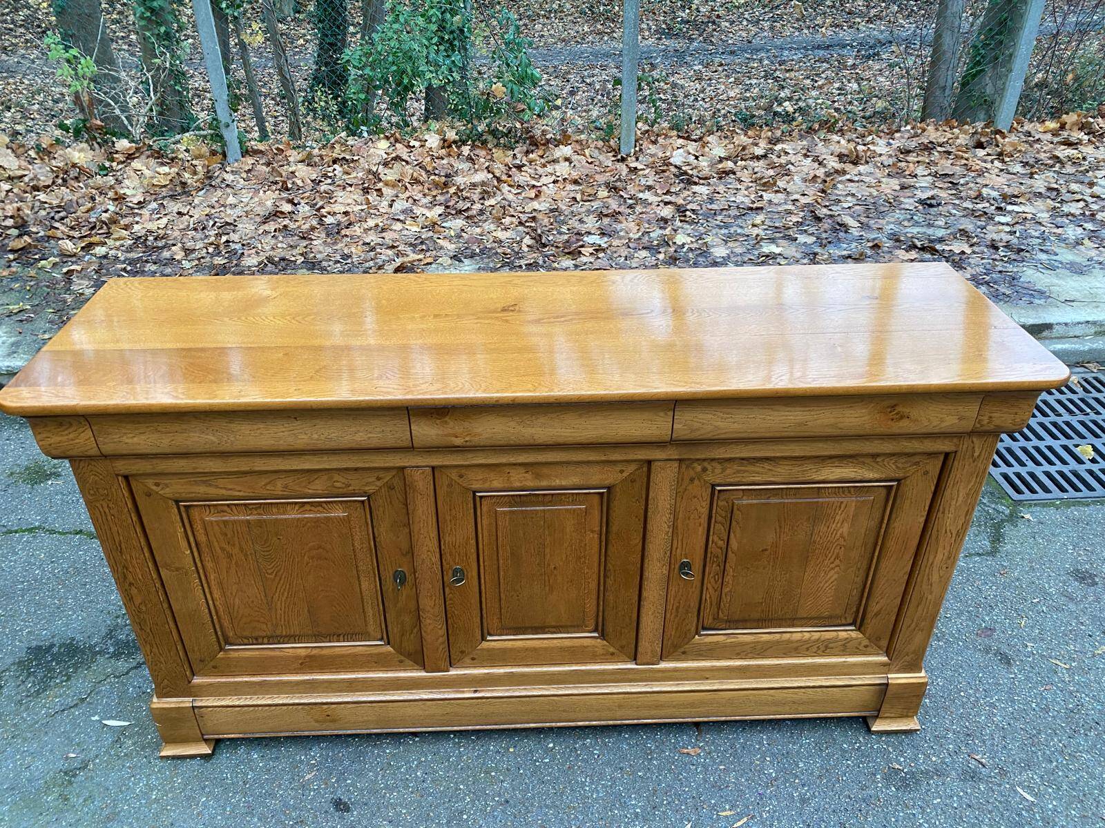 Buffet enfilade Louis Philippe en chêne massif du 20ème 186cm
