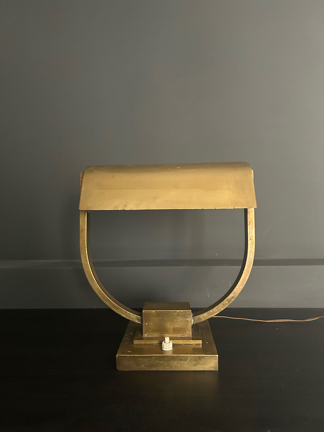 Adjustable lamp art deco modernist vintage solid brass, France 1930