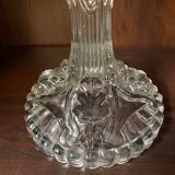 pair of cut glass candlesticks with lion and ram head decor, late 19th century