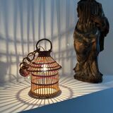 Vintage wicker cage pendant light