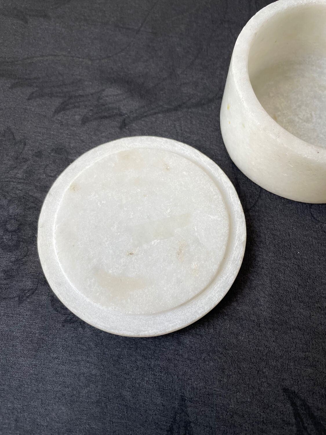 Marble box with inlaid stone