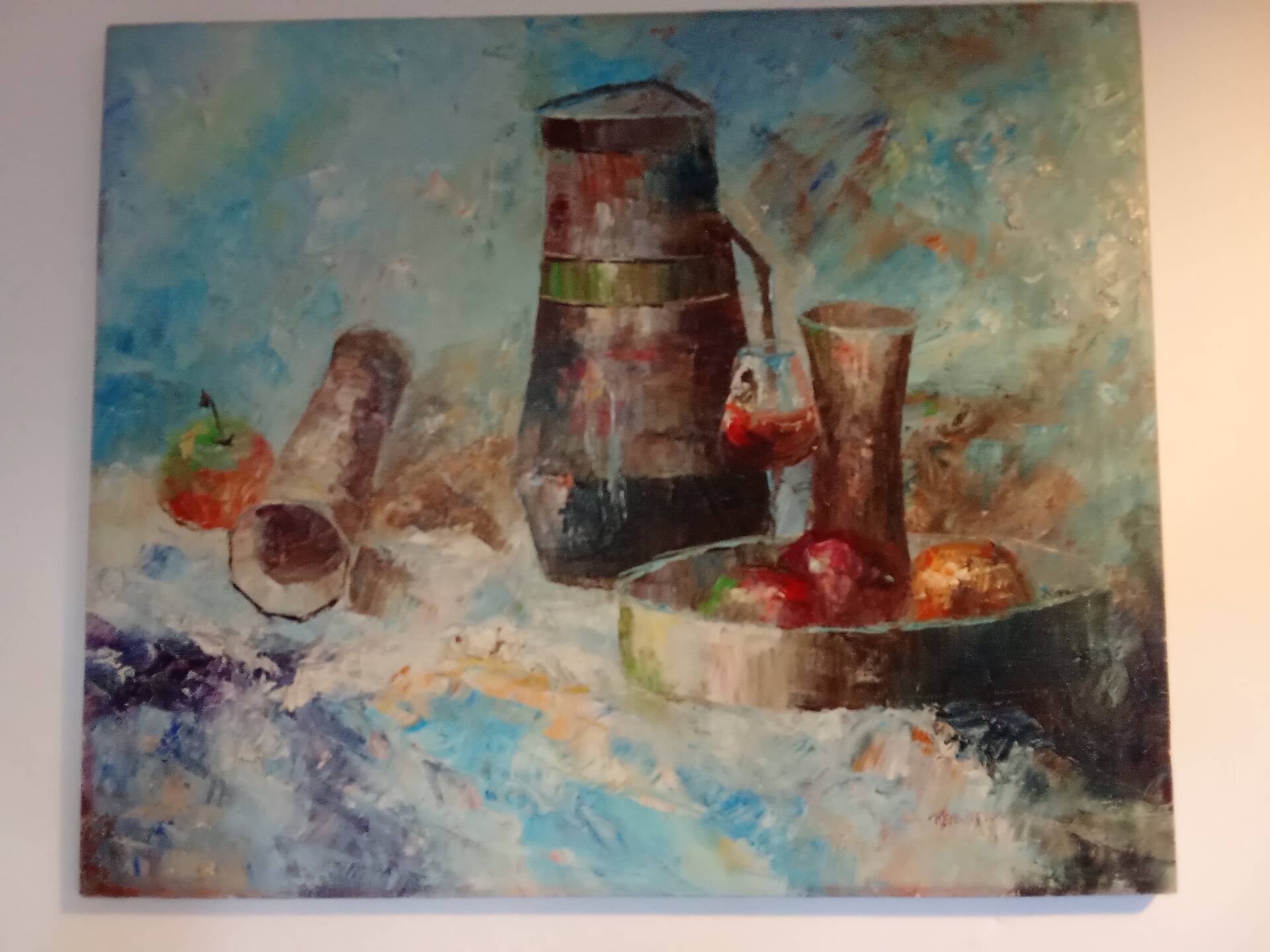 Still life painting in oil on canvas