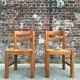Maison Regain, duo de chaises en orme massif, meubles sièges vintage