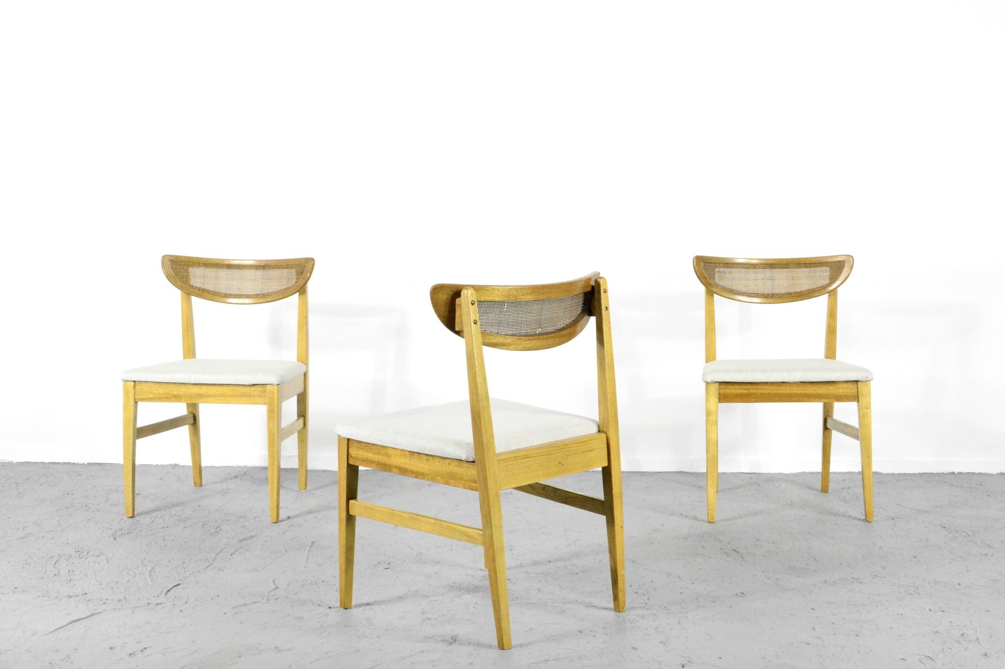 Very Rare Set Of 4 Vintage Midcentury Teak And Cane Bergere Chairs