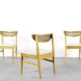 Very Rare Set Of 4 Vintage Midcentury Teak And Cane Bergere Chairs