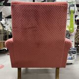 Vintage old pink velvet armchair