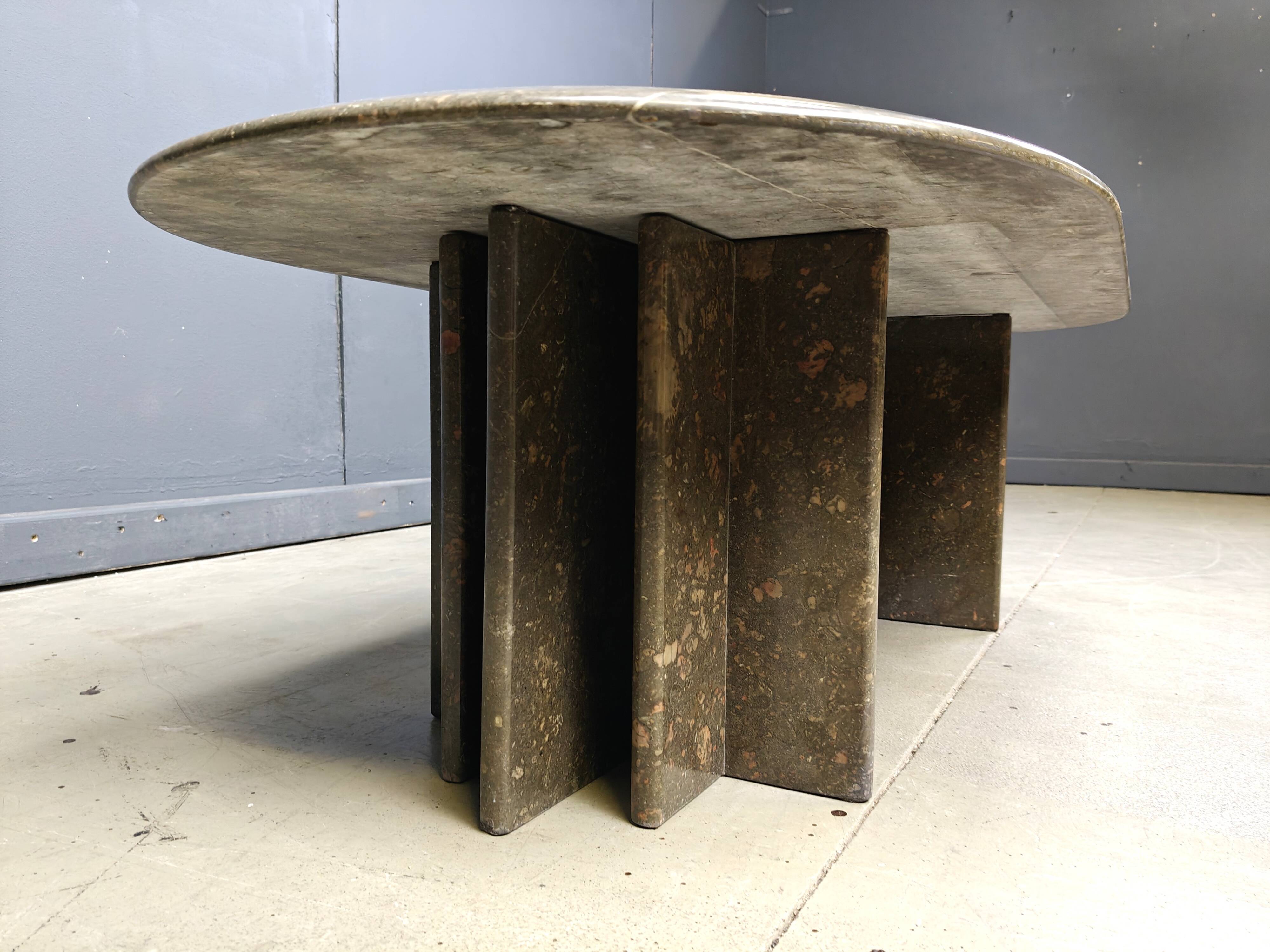 Vintage italian grey marble coffee table, 1970s
