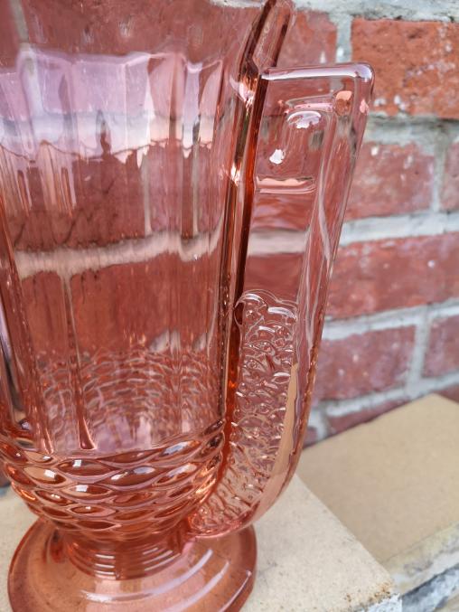 vase val saint lambert molded glass pink pedayer storied art deco
