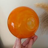 Vintage set of 6 small bowls or cups in slightly bubbled orange glass