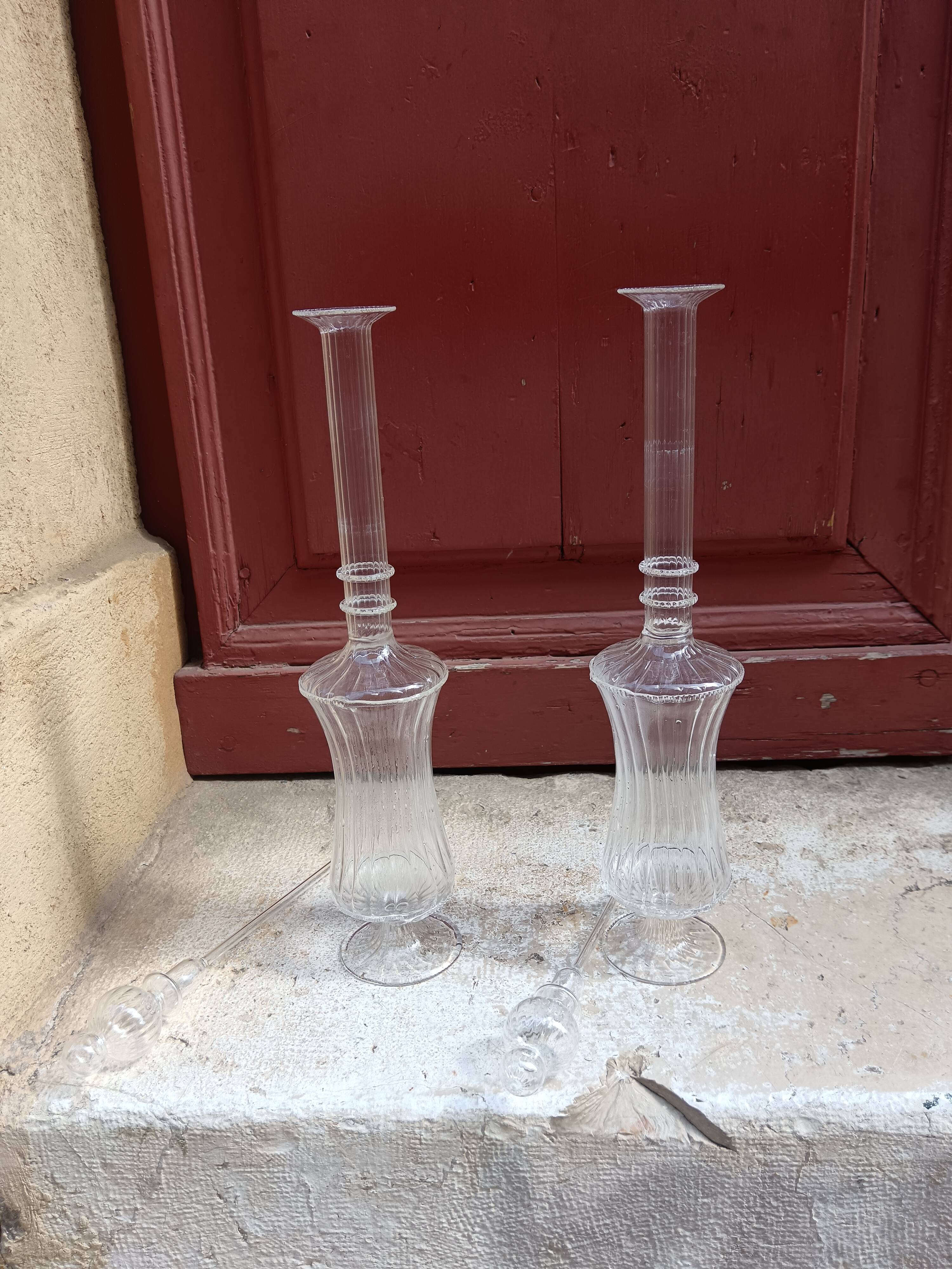 Pair of carafes with pipettes / Decorative carafes / Perfume bottles