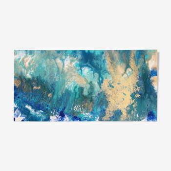 Tableau d'art abstrait Mer Paon - 50x100cm