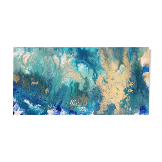 Abstract art painting Peacock Sea -  50x100cm
