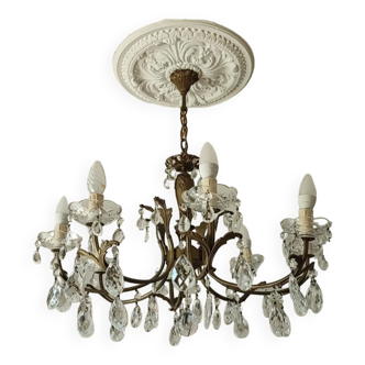 Brass and crystal chandelier
