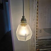 Frosted glass hexagonal suspension globe Art Deco