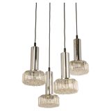 Large glass cascade chandelier designed for Staff Leuchten, Germany, 1970s.