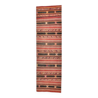 Tapis Kilim Vintage Rayé – Long Format Tribal Multicolore