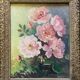 HSP Garden Roses painting signed Madeleine Bruno Derepas + frame