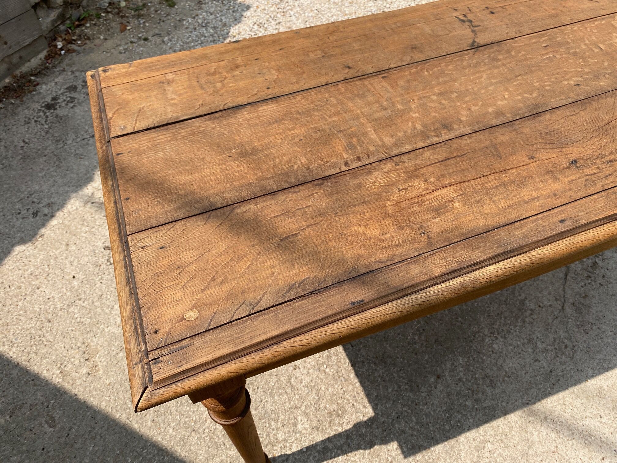 Solid oak farmhouse or desk table with 2 drawers 1900