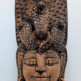 Sculptural Mask Wood - Face & Royal Cobra (Naga) - Tribal Art Indonesia