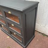 Meuble style de métier 6 tiroirs noir mat