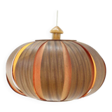 Large wooden veneer pendant lamp from the mid-20th century, 1960s