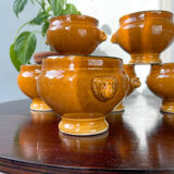 6 Onion tablespoons in ochre glazed stoneware