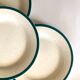 Lot assiettes vintage en grès moucheté bordure verte