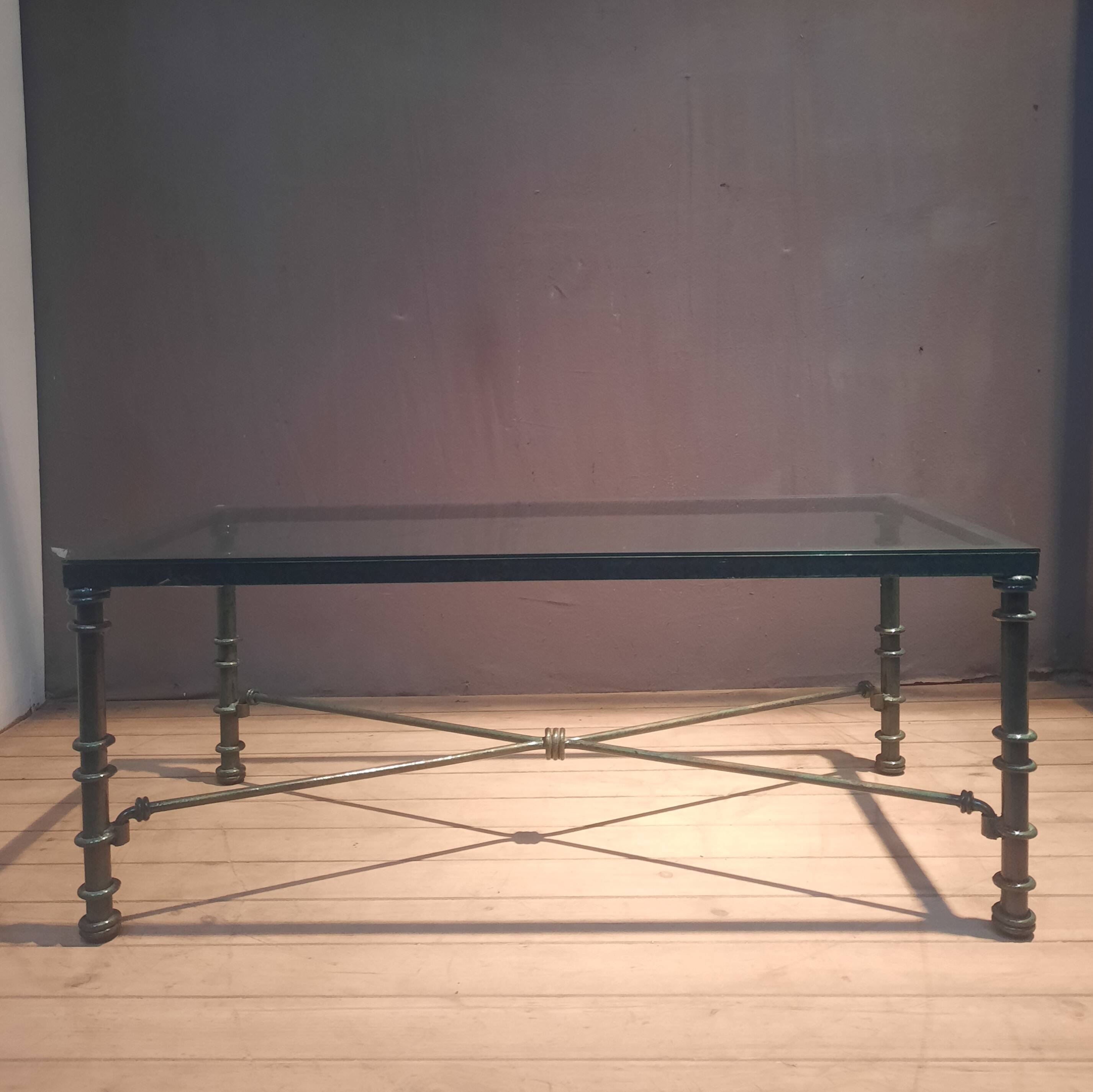 Table basse  rectangulaire  metal et verre