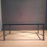 Rectangular metal and glass coffee table