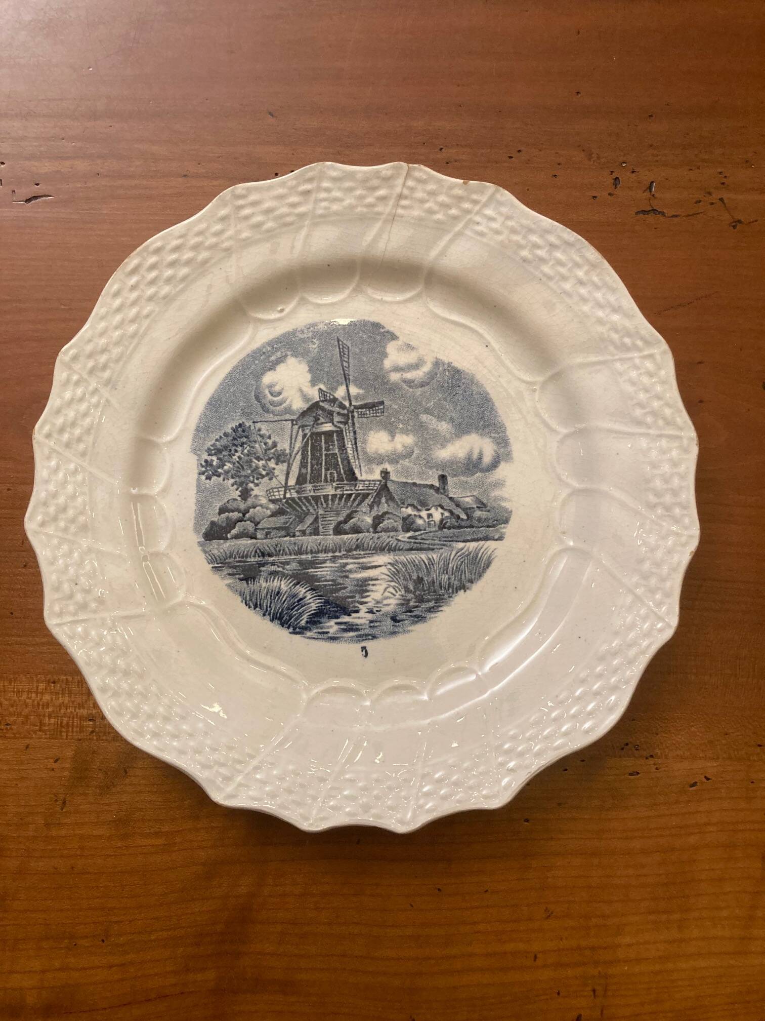 Assiette rare ancienne décor bleu Delft