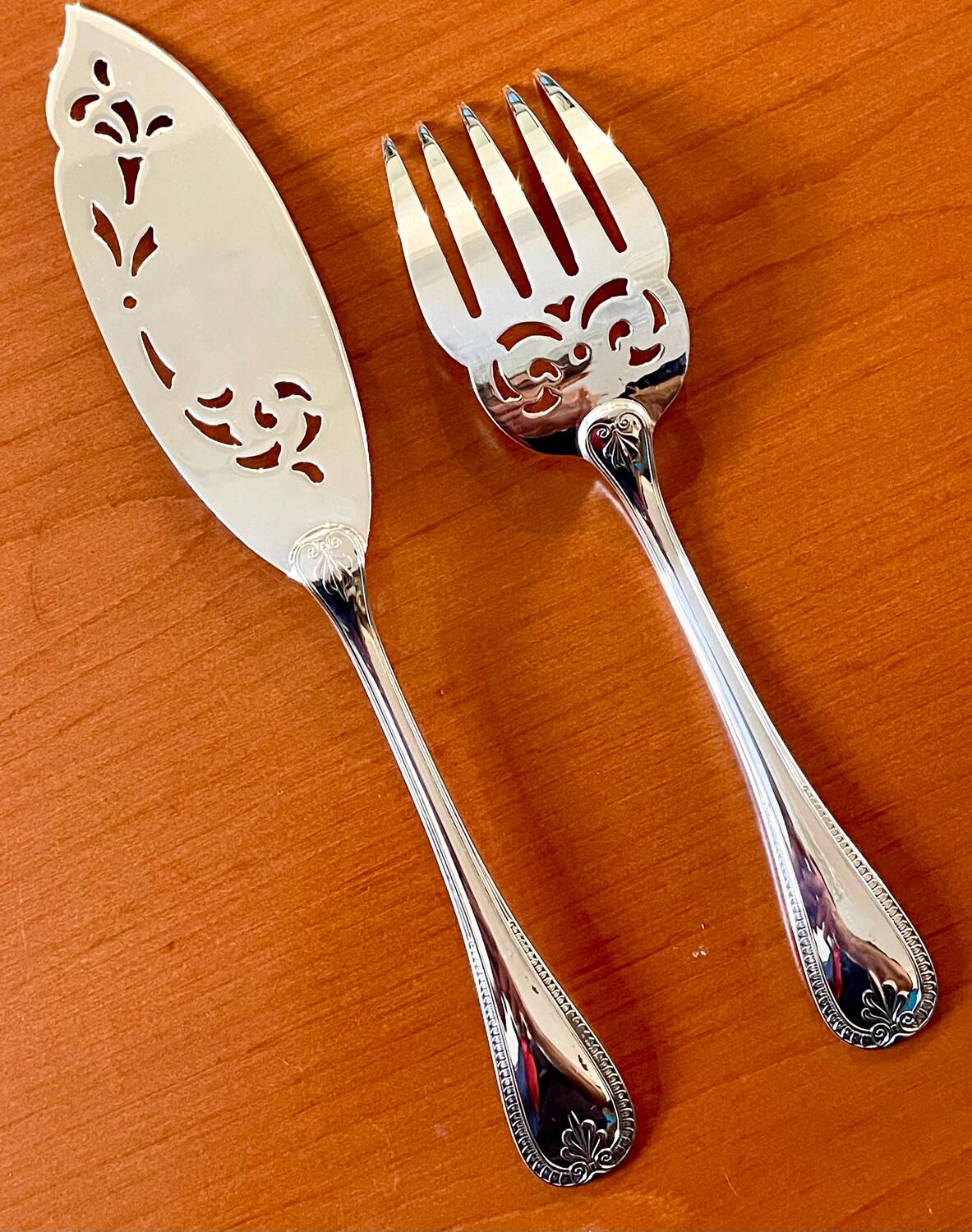 Christofle Malmaison, openwork fish serving utensils