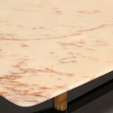 Table basse en marbre italien, style Gio Ponti, métal et laiton, années 1960